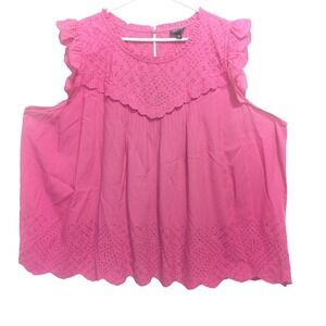TORRID Pink Eyelet Lace Ruffle Sleeve Blouse Plus Size 3‎